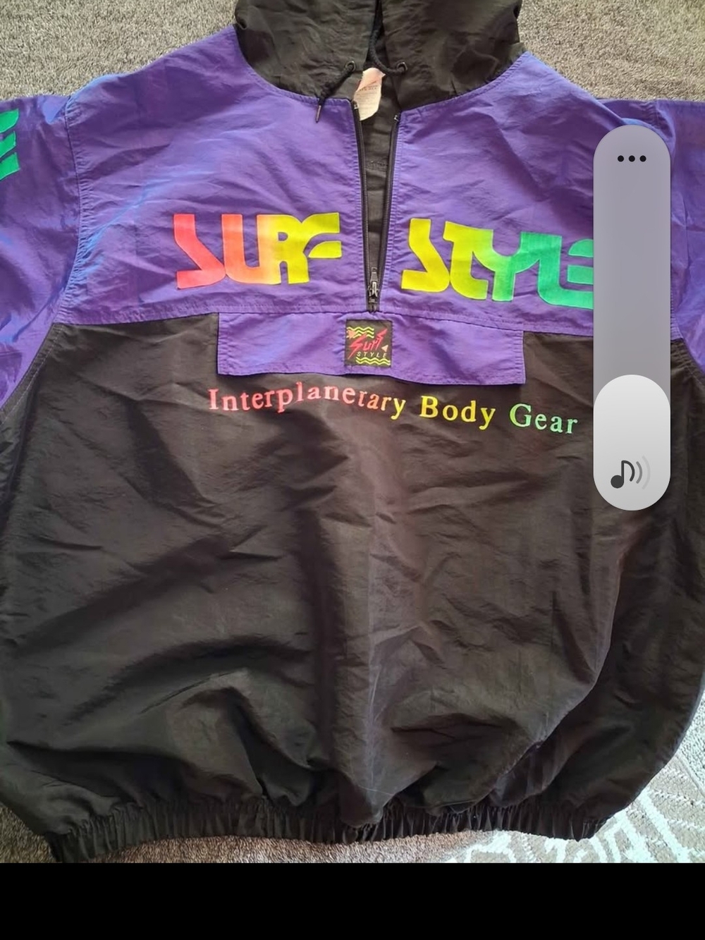 Vintage 1990's surf style Pullover One-Piece in Purple and Black with Neon Logo